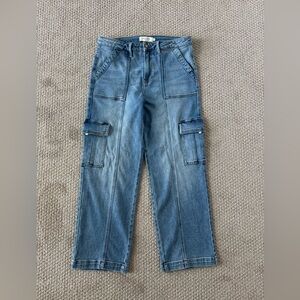 Women's Wide Leg Denim Cargo Pants